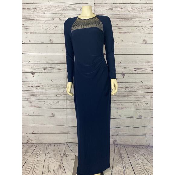 LAUREN RALPH LAUREN Beaded-Yoke Jersey Gown size 8 - Picture 7 of 11